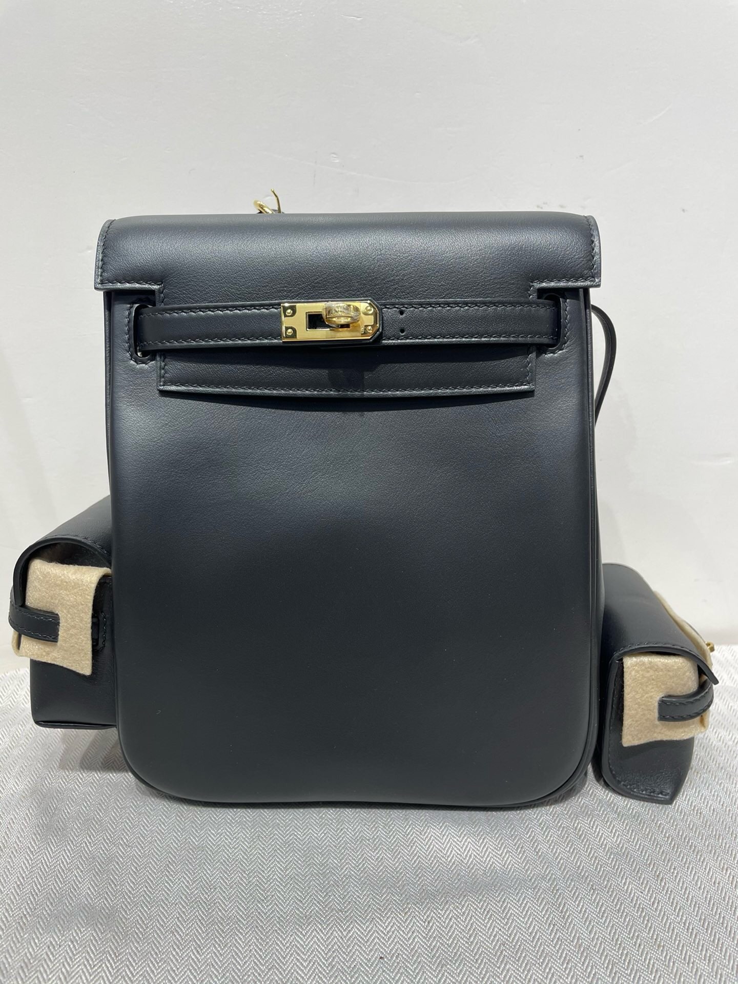 Hermes Kelly Ado Pockets Backpack In Black Swift Leather